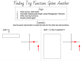 Preview of Finding Trig Ratios Given Another Notes - Interactive Google Slides