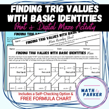 Preview of Finding Trig Values with Basic Identities Maze (Print & Digital Activity)