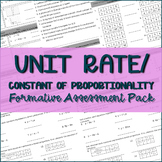 Unit Rate / Constant of Proportionality Formative Assessment Pack