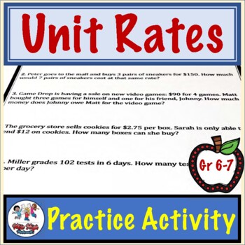 Finding Unit Rates Practice Activity/Worksheet (2) by Mister Middle Math