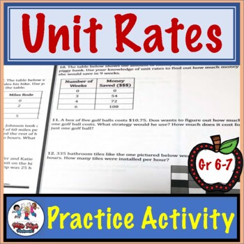 Finding Unit Rates Practice Activity/Worksheet by Mister Middle Math