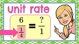 Finding Unit Rates w/Fractions BUNDLE | Lesson, Notes, Task Cards | Grade 7 Math