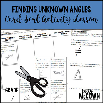 Preview of Finding Unknown Angles Card Sort Activity Lesson