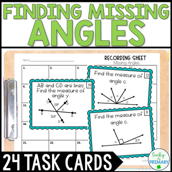 Preview of Finding Missing Angles Task Cards 4th, 5th - Additive Angles SCOOT Game 4.MD.7