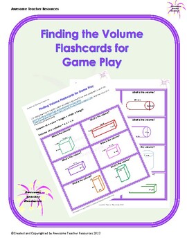 Preview of Finding Volume Flashcards for Game Play