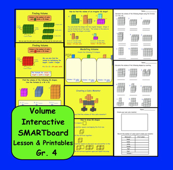 Preview of Finding Volume: Interactive SMARTboard Lesson & Printables Gr. 4