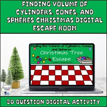 Preview of Finding Volume of Cylinders, Cones, and Spheres Christmas Digital Escape Room