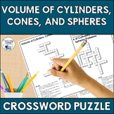 Finding Volume of Cylinders, Cones, and Spheres Math Cross