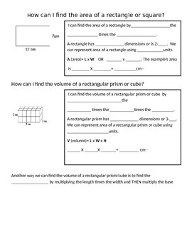 Preview of Finding Volume of Rectangular Prism/Cube Anchor Chart