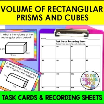 Preview of Finding Volume of Rectangular Prisms and Cubes Task Cards | Math Center Practice