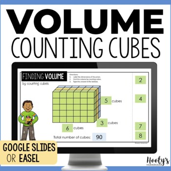 Preview of Finding Volume of Rectangular Prisms by Counting Cubes Google Slides and Easel