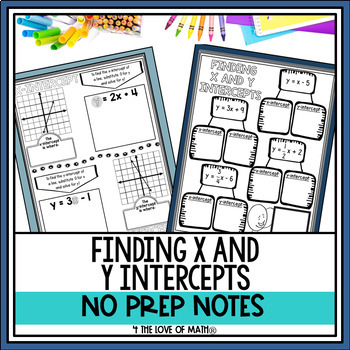 Preview of Finding X and Y Intercepts No Prep Guided Note Pages