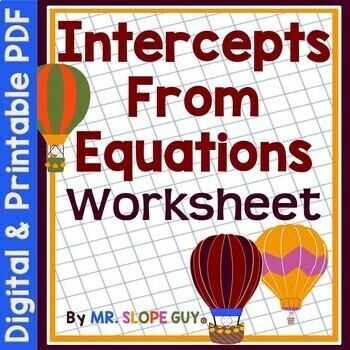 Preview of Finding X and Y Intercepts of Linear Equations from Equations Worksheet