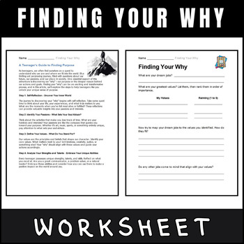 Preview of Finding Your Why : Self-Discovery: Worksheets for Educators and Students