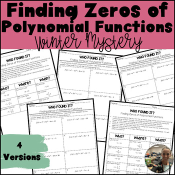 Preview of Finding Zeros (roots) of Polynomial Functions Winter MYSTERY Activity