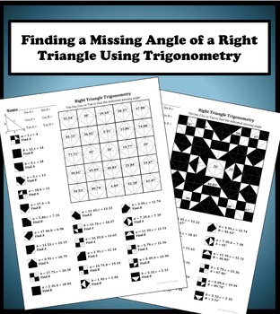 Preview of Finding a Missing Angle Using Right Triangle Trigonometry Color Worksheet