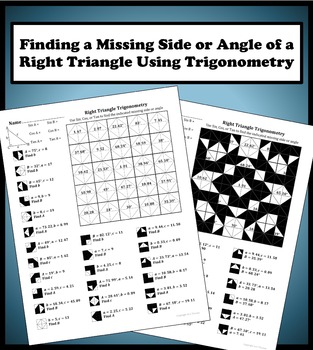 Preview of Finding a Missing Side/Angle Using Right Triangle Trigonometry Color Worksheet