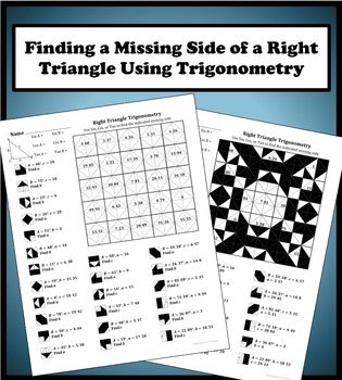 Preview of Finding a Missing Side Using Right Triangle Trigonometry Color Worksheet