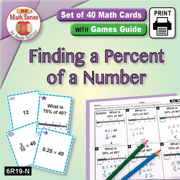 Preview of Finding a Percent of Number: Math Sense Card Games & Matching Activities 6R19-N