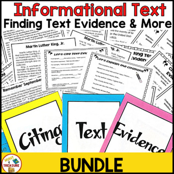Preview of Finding and Citing Text Evidence Reading Passages BUNDLE | Informational Text