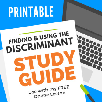 Finding and Using the Discriminant Study Guide by Kate's Math Lessons