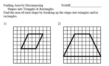 finding area by decomposing shapes into triangles and
