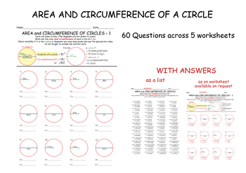 Preview of Finding the AREA and CIRCUMFERENCE of a Circle given RADIUS or DIAMETER +ANSWERS