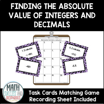 Preview of Finding the Absolute Value of Integers and Decimals Matching Game