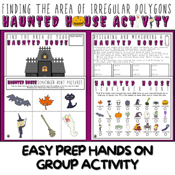 Preview of Finding the Area of Irregular Polygons Haunted House Halloween Math Activity