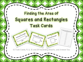 Preview of Finding the Area of Squares and Rectangles Task Cards