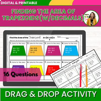Preview of Finding the Area of Trapezoid 6th Grade Math Digital Drag and Drop