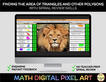 Preview of Finding the Area of Triangles & Other Polygons Math Pixel Art(aligns w. i-Ready)