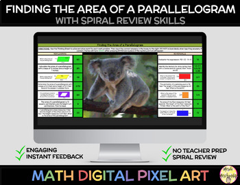 Preview of Finding the Area of a Parallelogram Math Pixel Art (aligns with i-Ready)