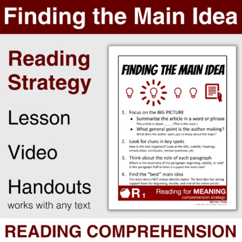 Preview of Finding the (BEST) Main Idea - Reading Strategy Lesson - Digital EASEL by TpT