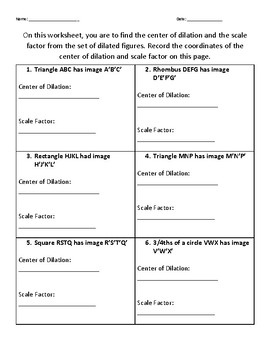 39 dilations and scale factors independent practice worksheet