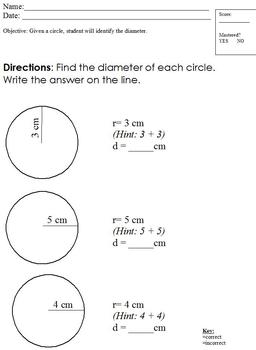 Preview of Finding the Diameter; Modified for Special Ed; Differentiated Geometry