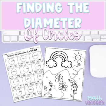 Preview of Finding the Diameter of a Circle | Pi Day | Color by Number Worksheet