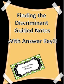 Preview of Finding the Discriminant Guided Notes with Answer Key