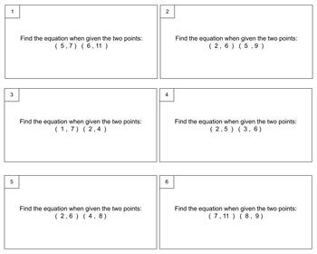 Preview of Finding the Equation of a Line Given Two Points Problem Hunt