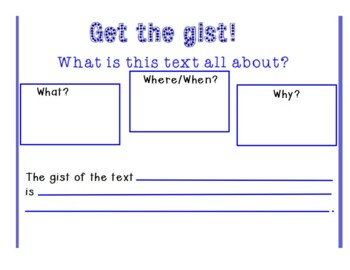 Preview of Finding the Gist Graphic Organizers