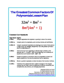 Preview of Finding the Greatest Common Factor (GCF) of Polynomials