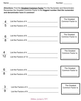 Preview of Finding the Greatest Common Factor & Simplifying Fractions