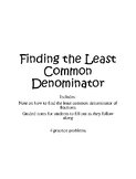 Finding the Least Common Denominator Notes