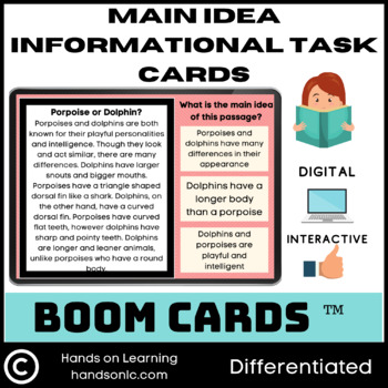 Preview of Main Idea Informational Boom Cards