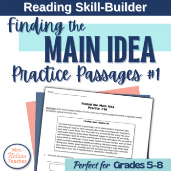 Preview of Finding the Main Idea Practice Texts Middle School
