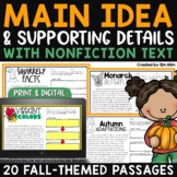 Fall Main Idea & Supporting Details Activities, Worksheets & Graphic Organizers