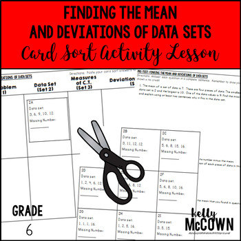 Preview of Finding the Mean & Deviations of Data Sets Card Sort Activity Lesson