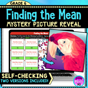 Preview of Finding the Mean: Digital Mystery Picture Art Reveal for Distance Learning