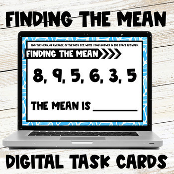 Preview of Finding the Mean or Average Digital Task Cards Google Slides