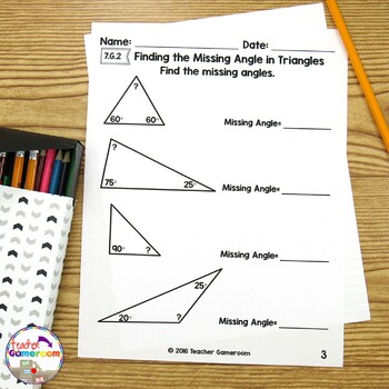 Finding the Missing Angle of a Triangle by Teacher Gameroom | TpT